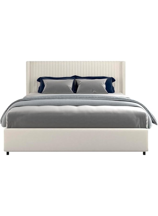 Bed and Mattress Home Auroria Upholstered King Size ( Mattress Size 180 X 200 CM ) Beige Color Bed Size 194 W X 215 L CM (Mattress Sold Separately) - Image 4