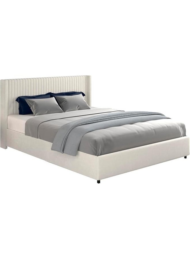 Bed and Mattress Home Auroria Upholstered King Size ( Mattress Size 180 X 200 CM ) Beige Color Bed Size 194 W X 215 L CM (Mattress Sold Separately) - Image 5