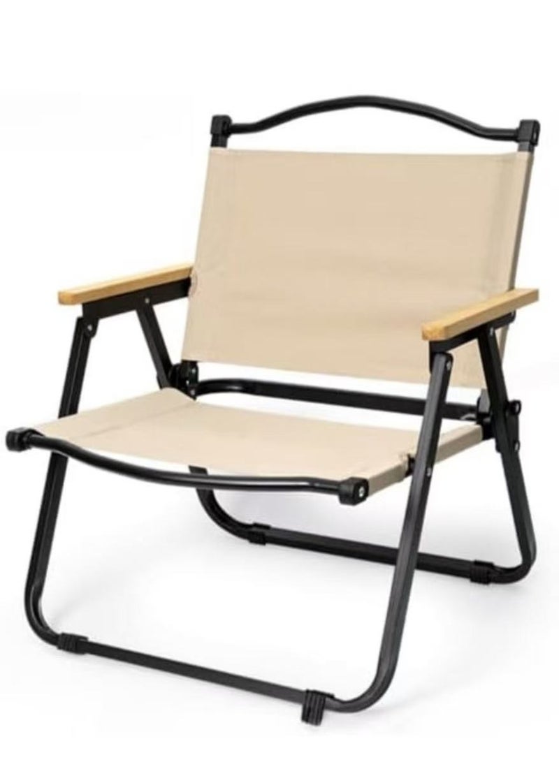 HAOWINS-PAN Camp Chair, Portable Outdoor Wide Folding Camping Chairs, Ultralight Beach Chair with Wooden Handle for Picnic Lawn Leisure Park Travel Hiking Fishing, Foldable Chairs 