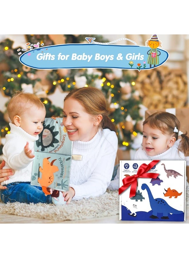 Richgv Richgv Baby Books Toys 0-6-12 Months, 3D Touch and Feel Crinkle Cloth Books for Baby Boy Shower Gift, Car Seat &Stroller Toys with Mirror, Maze & Little Dinosaur Newborn Infant Gifts Tummy Time Toys  - Image 1