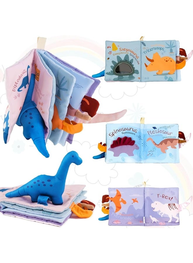 Richgv Richgv Baby Books Toys 0-6-12 Months, 3D Touch and Feel Crinkle Cloth Books for Baby Boy Shower Gift, Car Seat &Stroller Toys with Mirror, Maze & Little Dinosaur Newborn Infant Gifts Tummy Time Toys  - Image 3
