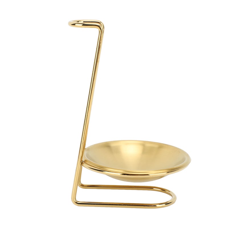 Vertical Soup Ladle Holder Spoon Rest Stainless Steel Easy Access Cooking Utensils Stand for Kitchen Cookware Hot Pot Golden with 1 Plate - Image 1
