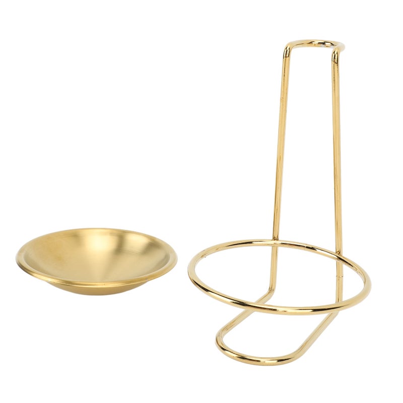 Vertical Soup Ladle Holder Spoon Rest Stainless Steel Easy Access Cooking Utensils Stand for Kitchen Cookware Hot Pot Golden with 1 Plate - Image 3