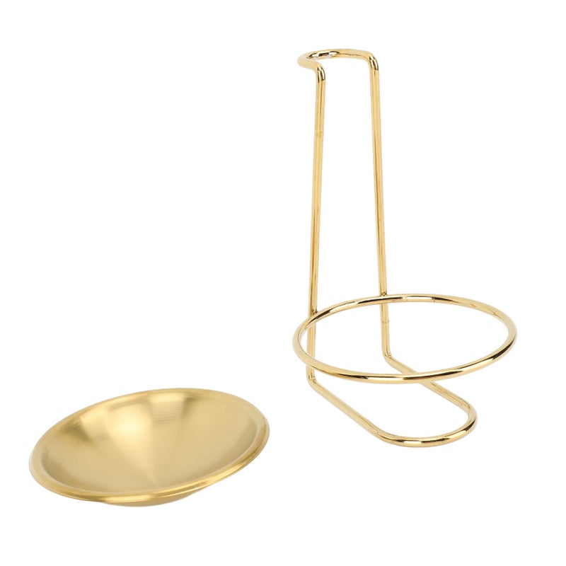 Vertical Soup Ladle Holder Spoon Rest Stainless Steel Easy Access Cooking Utensils Stand for Kitchen Cookware Hot Pot Golden with 1 Plate - Image 4