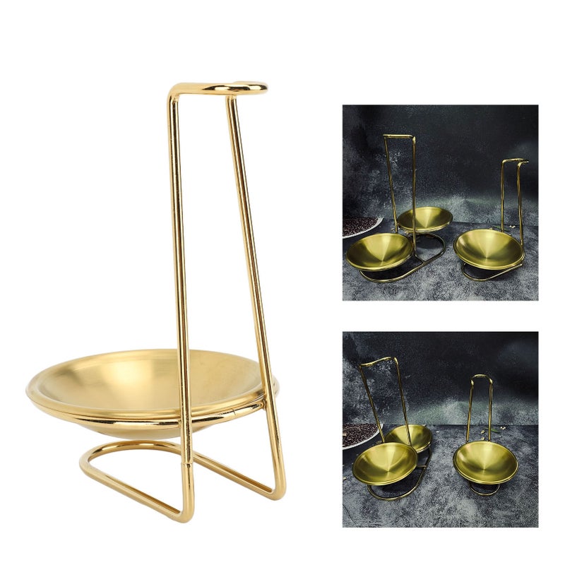Vertical Soup Ladle Holder Spoon Rest Stainless Steel Easy Access Cooking Utensils Stand for Kitchen Cookware Hot Pot Golden with 1 Plate - Image 5