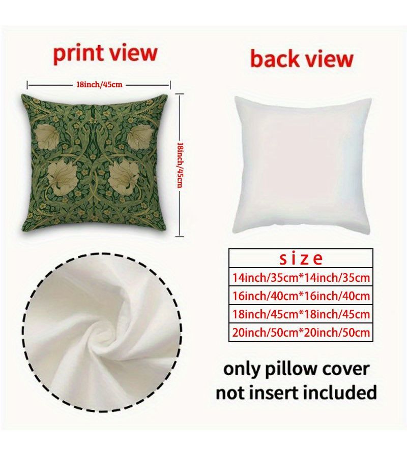 Set Of 4 2D Chinese Floral Cushions With Green And Birds 16x16 - Image 3