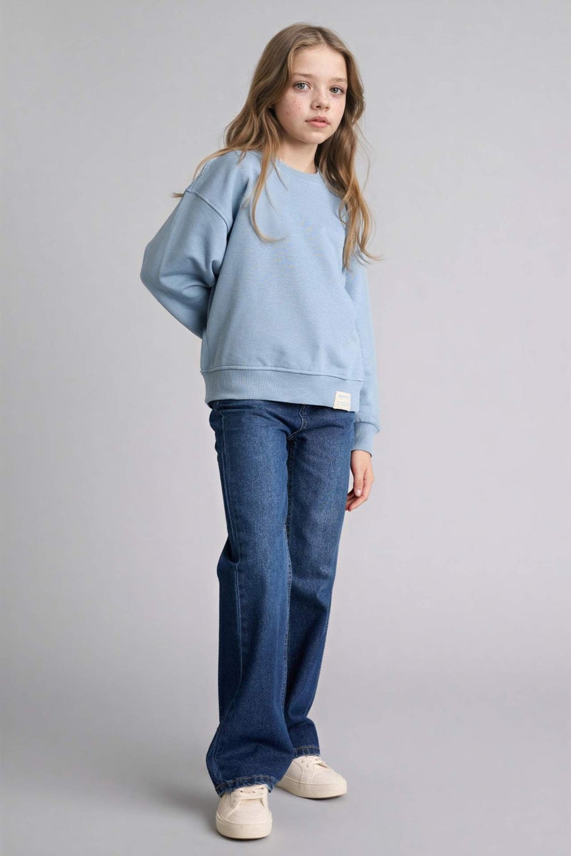 DeFacto Girl Relax Fit Crew Neck Slogan Print Sweatshirt - Image 2