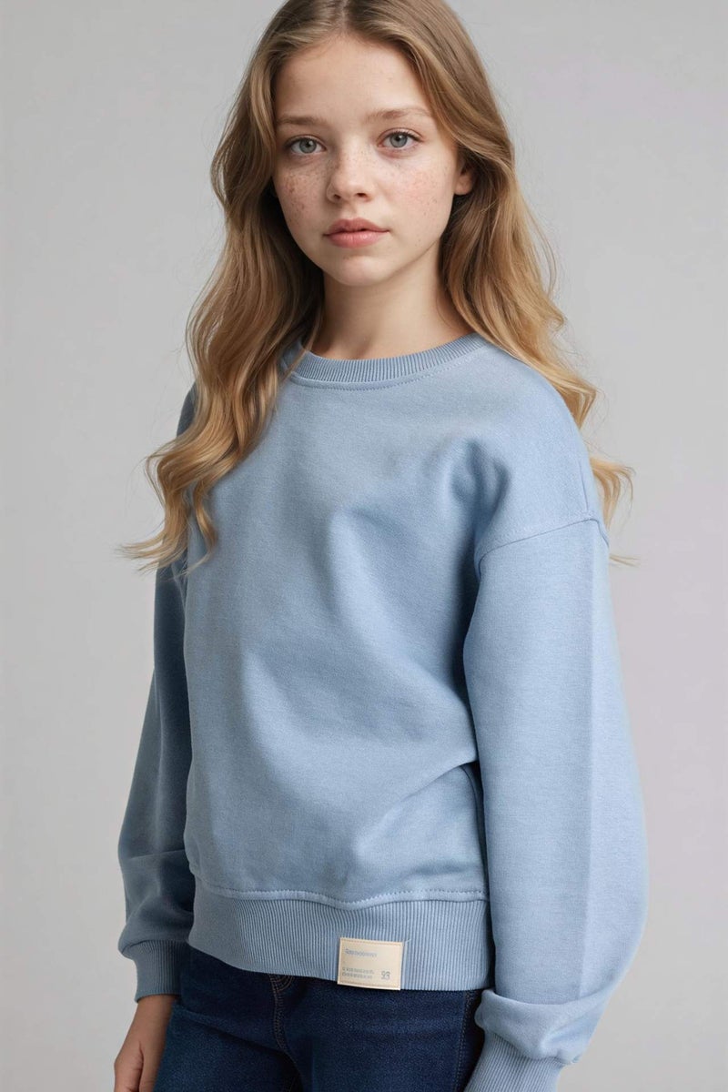 DeFacto Girl Relax Fit Crew Neck Slogan Print Sweatshirt - Image 1