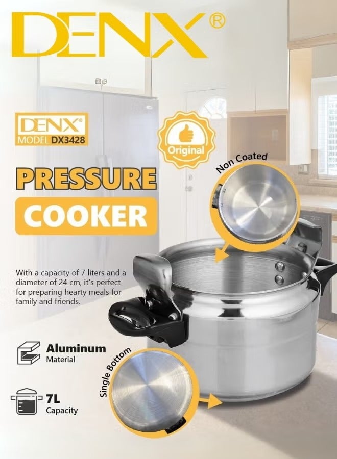 Denx 7L Silver Aluminum Pressure Cooker, DX3428 - Image 3