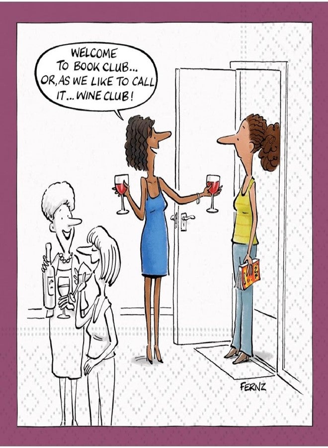 ديزاين ديزاين مناديل حفلات نادي الكتاب للسيدات المرحة - 40 منديلًا | عبوتان من 20 منديلًا ثلاثي الطبقات بتصميم نادي النبيذ، 624-11371 - Image 1