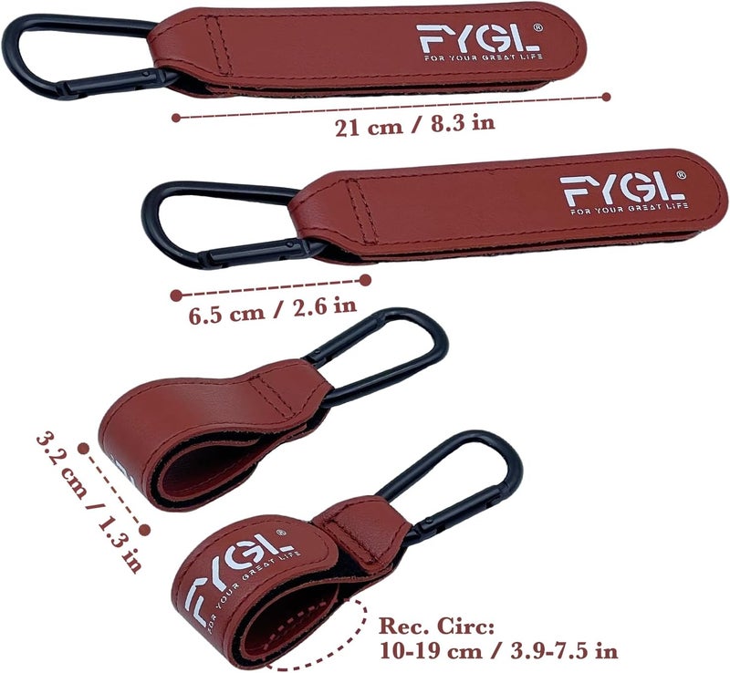 FYGL Replaceable parts Stroller Hooks - Leather Buggy Clips, Pushchair Carabiner Clip for bags, Easy Attachment for Pram, Universal Stroller Clips and Hooks, Stroller Accessories - Brown (2 Pack) All condition resistant crafted quality - Image 5