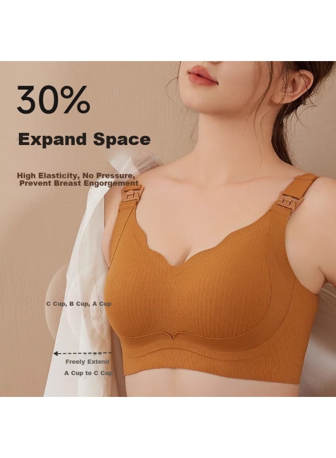 Fenye Maternity Nursing Bra For Pregnancy And Postpartum Breastfeeding Comfortable Push-up Anti-sagging Bra Milk Coffee XL - Image 2