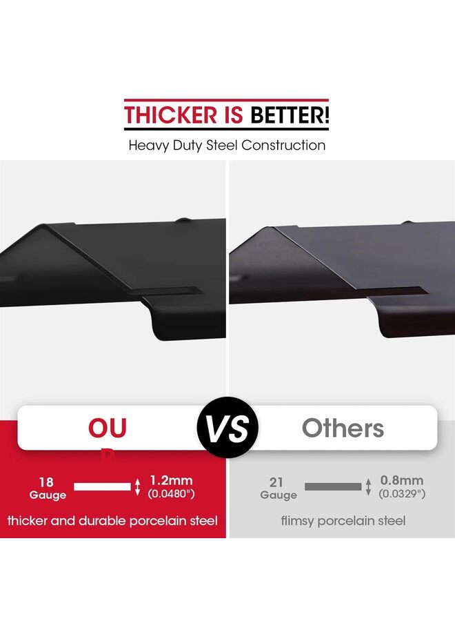 يُسلِّم 4 قطع من ألواح التسخين البديلة العالمية شديدة التحمل القابلة للتعديل من الفولاذ البورسليني، خيمة حرارية، شريط نكهة، غطاء الموقد، لشواية الغاز، تمتد من 11.75 بوصة إلى 21 بوصة طولاً - Image 2