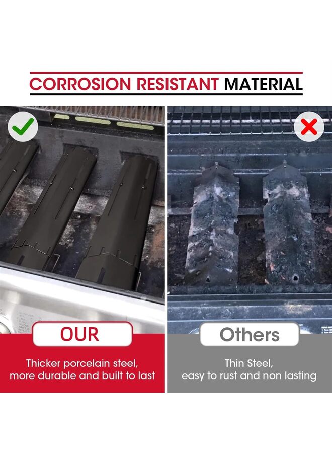 يُسلِّم 4 قطع من ألواح التسخين البديلة العالمية شديدة التحمل القابلة للتعديل من الفولاذ البورسليني، خيمة حرارية، شريط نكهة، غطاء الموقد، لشواية الغاز، تمتد من 11.75 بوصة إلى 21 بوصة طولاً - Image 3