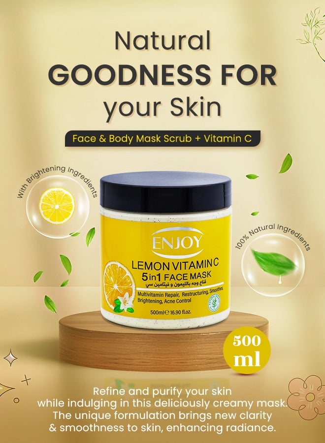 إنجوي ENJOY ماسك تبييض 5 في 1 للوجه والجسم – بالليمون وفيتامين C | تفتيح، تنعيم، وترطيب مع مكافحة حب الشباب - Image 2