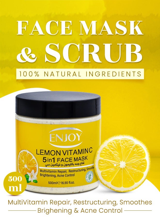 إنجوي ENJOY ماسك تبييض 5 في 1 للوجه والجسم – بالليمون وفيتامين C | تفتيح، تنعيم، وترطيب مع مكافحة حب الشباب - Image 3