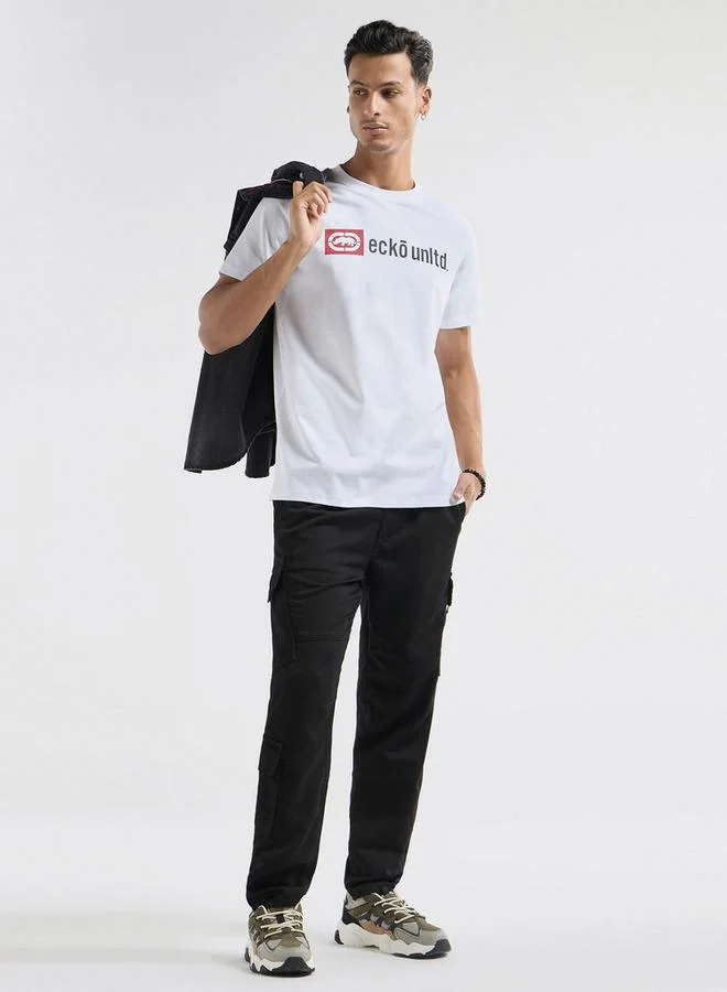 سبلاش فيڤ تيشيرت بأكمام قصيرة وياقة ضيقة وطبعات من إيكو أنليمتد