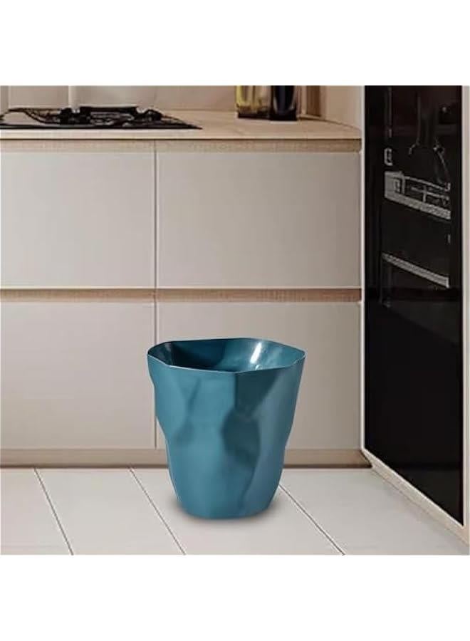 Wastebasket Trash Can Minimalist Dustbin Decorative Garbage Can Waste Bin for Dorm Toilet Living Room Kitchen Indoor, Dark Blue  - Image 2