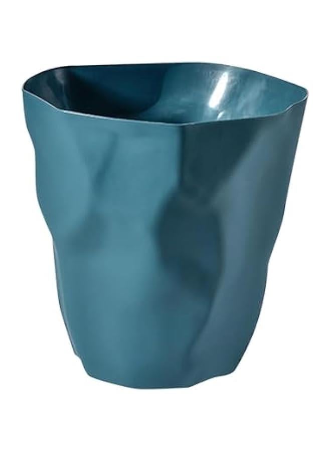 Wastebasket Trash Can Minimalist Dustbin Decorative Garbage Can Waste Bin for Dorm Toilet Living Room Kitchen Indoor, Dark Blue  - Image 1