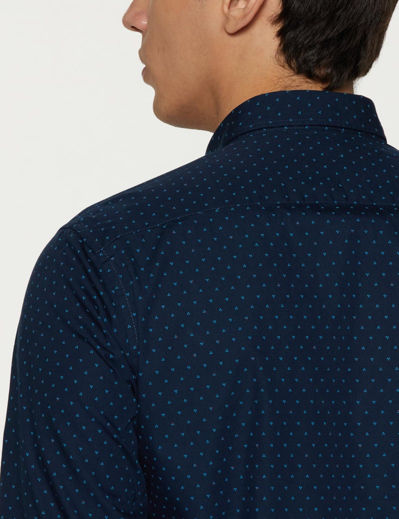 Peter England Men's Everyday Ditsy Print Slim Fit Full Sleeve Casual Shirt | 100% Cotton Navy Blue, 39 - Image 3