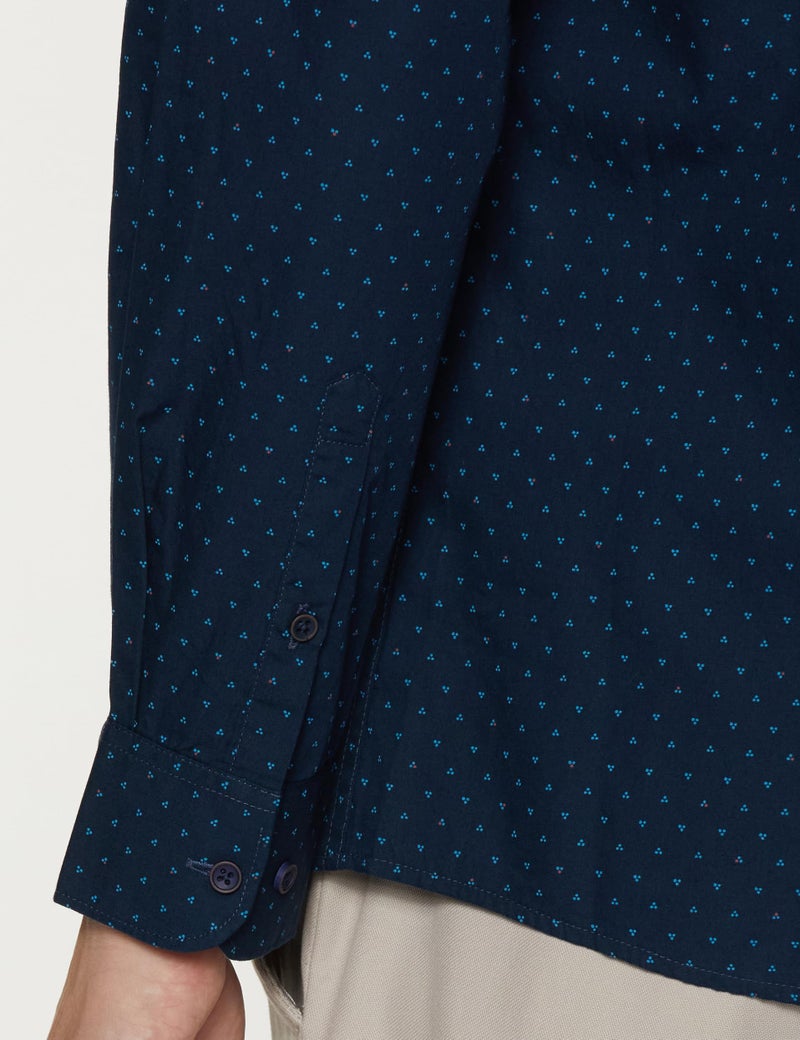 Peter England Men's Everyday Ditsy Print Slim Fit Full Sleeve Casual Shirt | 100% Cotton Navy Blue, 39 - Image 4