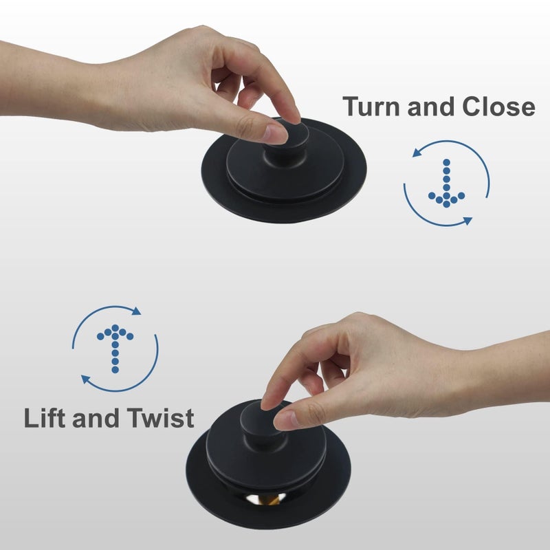 HIDROP Black Tub Drain Lift &Turn Tub Trim Set With Two-Hole Overflow Faceplate Conversion Kit Assembly  Hidrop Bathtub Drain Replacement Trim Kit And Universal Fine/Coarse Thread  Matte Black - Image 4
