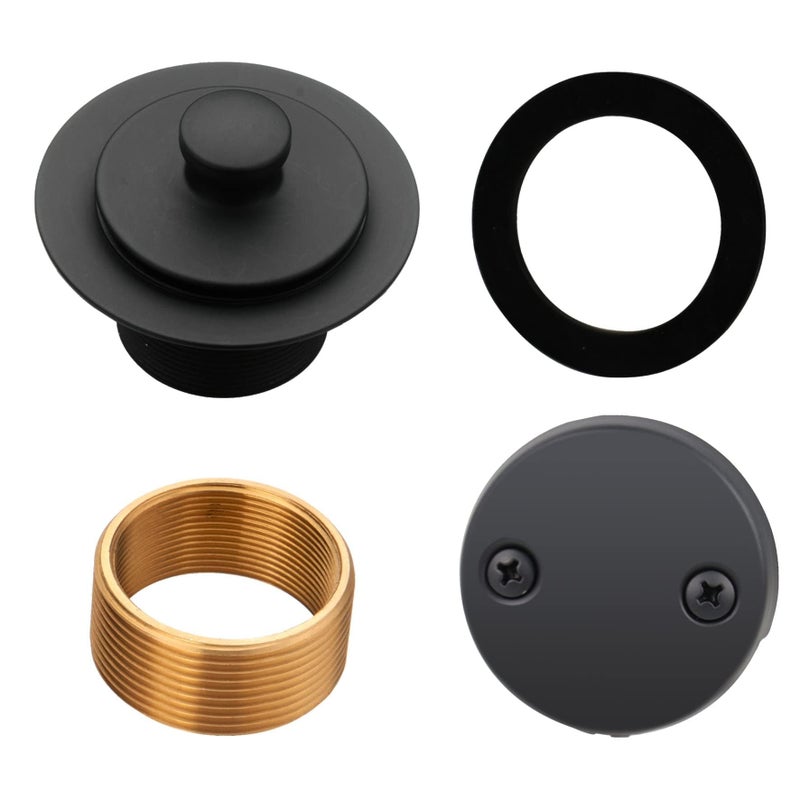 HIDROP Black Tub Drain Lift &Turn Tub Trim Set With Two-Hole Overflow Faceplate Conversion Kit Assembly  Hidrop Bathtub Drain Replacement Trim Kit And Universal Fine/Coarse Thread  Matte Black - Image 1