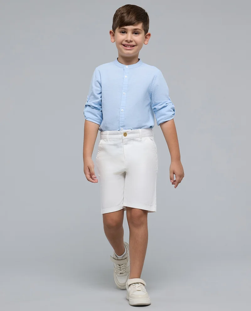 R&B Solid Shorts with Button Closure