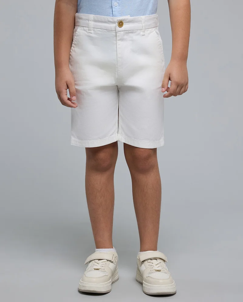 R&B Solid Shorts with Button Closure