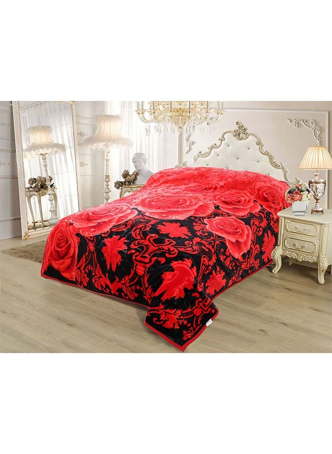 Stargold SuperSoft Raschel Blanket, 2 Ply Embossed and Printed , Red - 220x240CM - Image 1