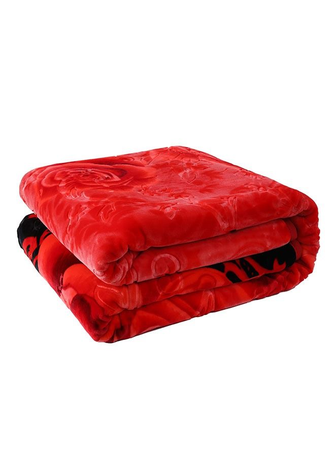 Stargold SuperSoft Raschel Blanket, 2 Ply Embossed and Printed , Red - 220x240CM - Image 2