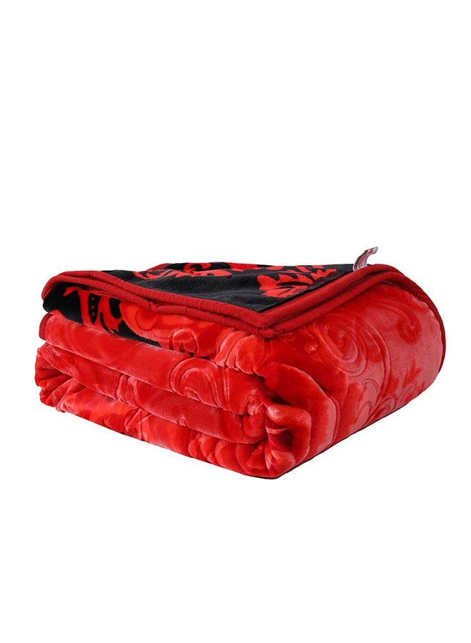 Stargold SuperSoft Raschel Blanket, 2 Ply Embossed and Printed , Red - 220x240CM - Image 3