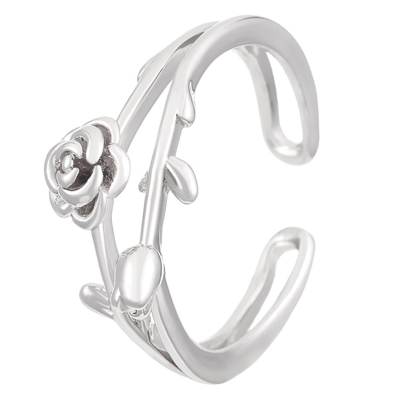 ofeankri Cross-Border Fashion Rose Flower Ring for Women - Unique Design, Open Finger Ring with Floral Details - Image 5