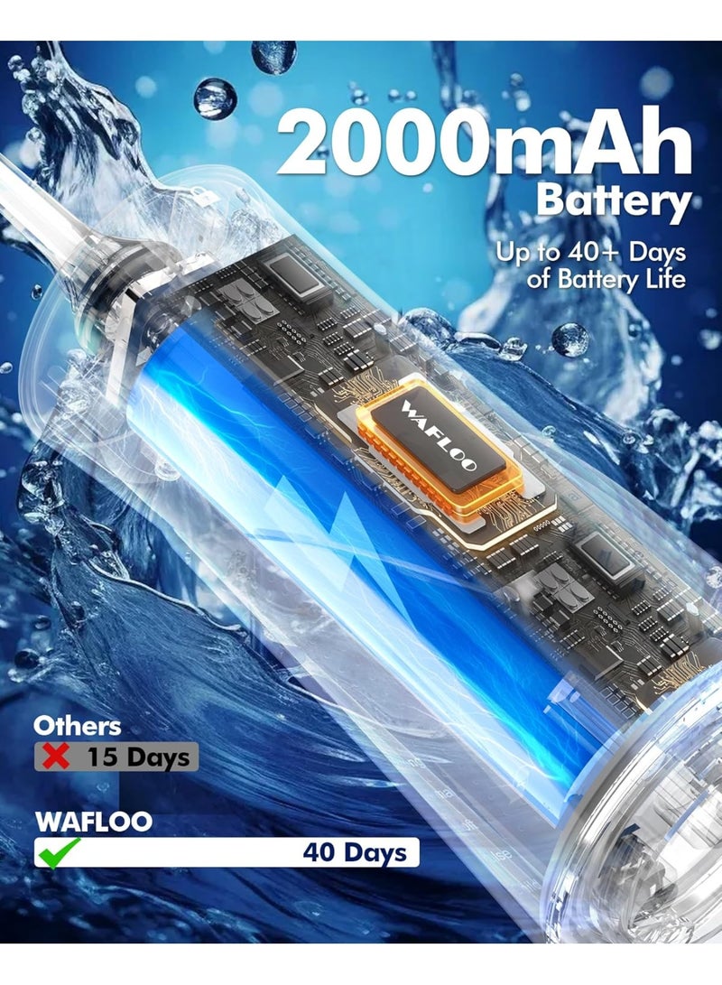 WAFLOO Cordless Water Flosser Dental Teeth Cleaner with 6 Flossing Tips, 5 Modes 300ML Larger Tank IPX7 Waterproof Portable Rechargeable Water Flosser Dental Oral Irrigator for Home and Travel, White - Image 5