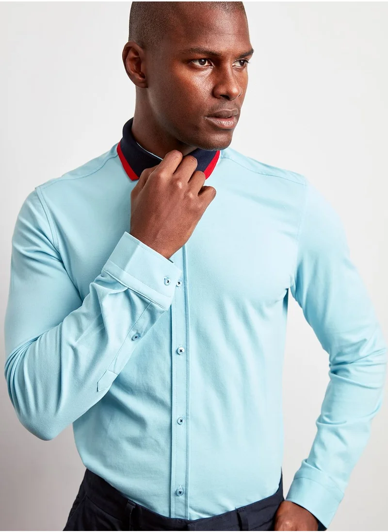 trendyol Contrast Collar Slim Fit Shirt