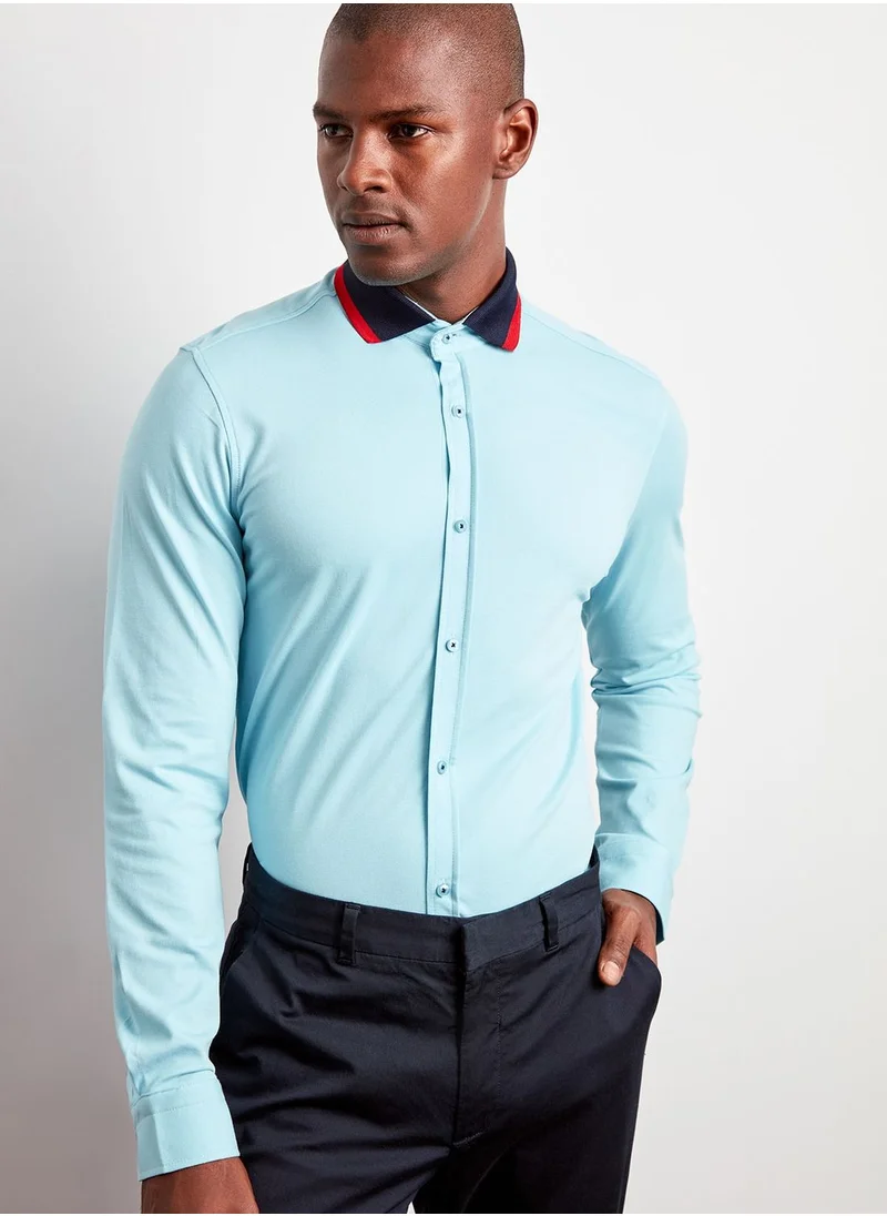 trendyol Contrast Collar Slim Fit Shirt