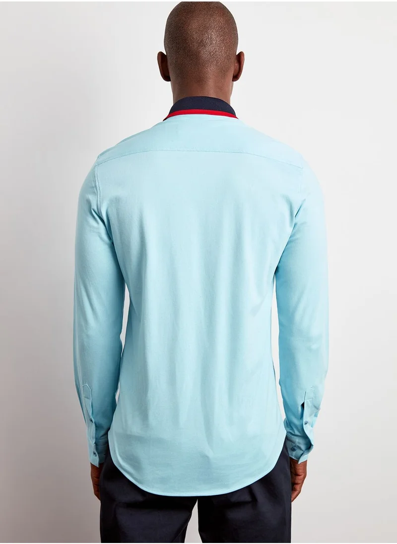 trendyol Contrast Collar Slim Fit Shirt