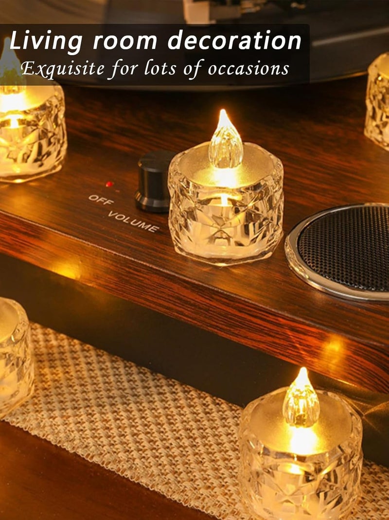 coku Crystal LED Tealight Candles, Smokeless Reusable LED Diyas, Battery Operated Decorative Lights for Home, Wedding, Diwali, Christmas Crystal Glow Tealights (Warm White, Pack of 12) - Image 4