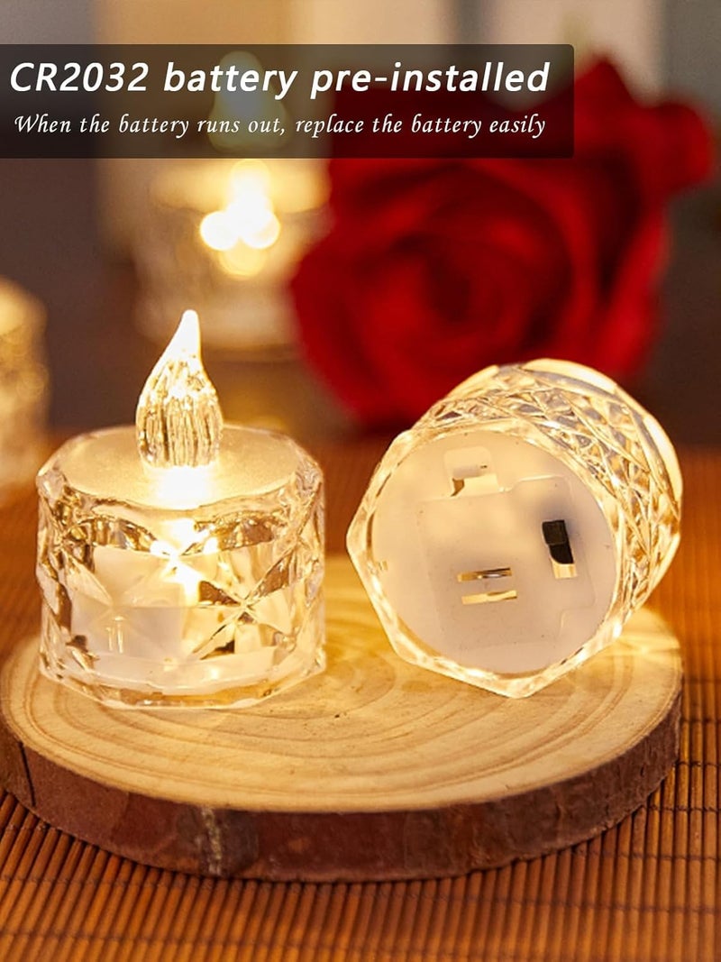 coku Crystal LED Tealight Candles, Smokeless Reusable LED Diyas, Battery Operated Decorative Lights for Home, Wedding, Diwali, Christmas Crystal Glow Tealights (Warm White, Pack of 12) - Image 2