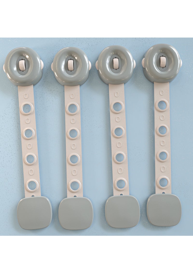BAYBEE Baybee Baby Safety Lock for Kids, Door Stopper for Baby Proofing Products with 3M Adhesive, Child Safety Locks for Drawers, Cabinets, Fridge, Cupboard Lock for Infants (Grey)  - Image 1