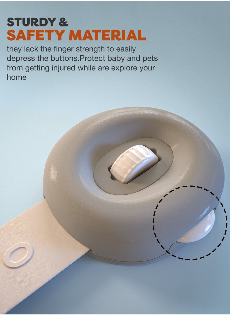 BAYBEE Baybee Baby Safety Lock for Kids, Door Stopper for Baby Proofing Products with 3M Adhesive, Child Safety Locks for Drawers, Cabinets, Fridge, Cupboard Lock for Infants (Grey)  - Image 2