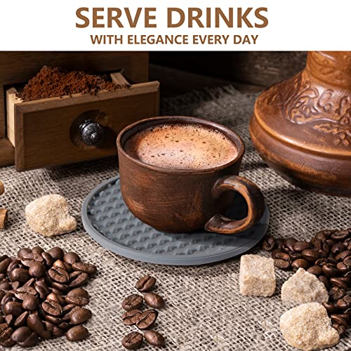 Coga Drink Coasters Set of 6 with Holder, Silicone Coasters Tabletop Protection for Any Table Type, Wood, Stone Tables, Dishwasher Safe, Coasters for Drinks Fits Any Size of Drinking Glasses (Grey) - Image 5