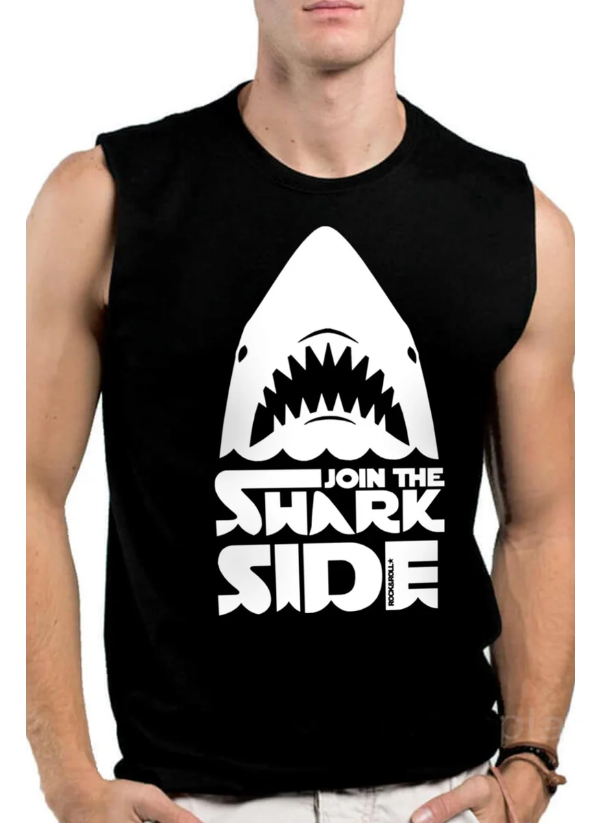 Rock&Roll Shark Wars Black Cut Sleeve Sleeveless Men's T-Shirt Singlet