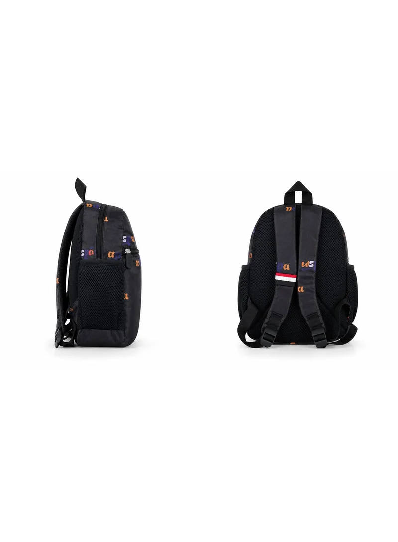U.S. Polo Assn.  U.S. Polo Assn. Classic Black Mini Logo Pattern Backpack for School and Office MultiCompartment Bag for Campus  | Best Price UAE