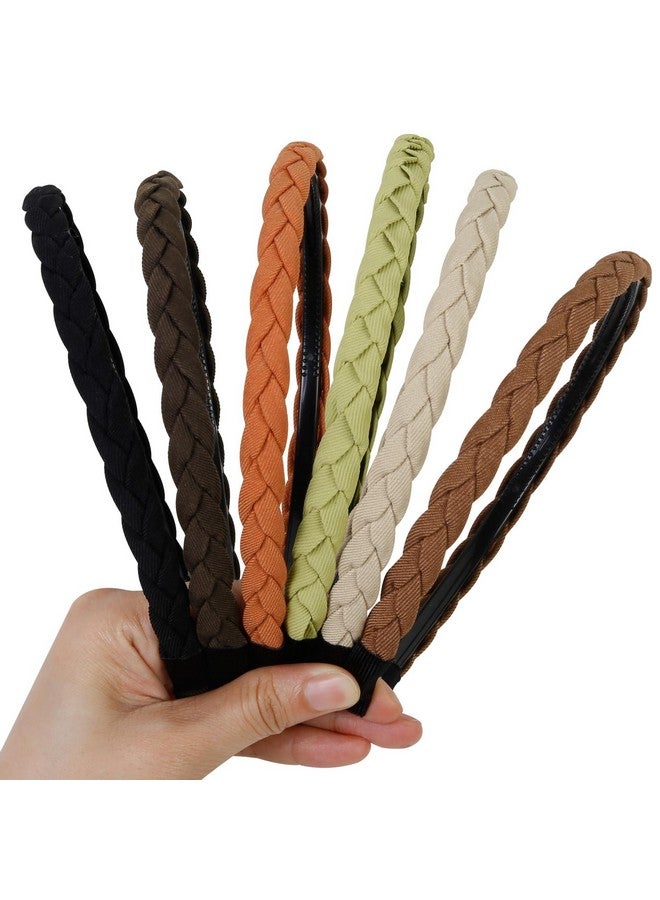 WOVOWOVO 6 Packs Braided Headbands For Women Girls 1Cm Thin Flexible Headband With Teeth Comb Non Slip Fashion Head Band Hairbands Hair Accessories - Image 3