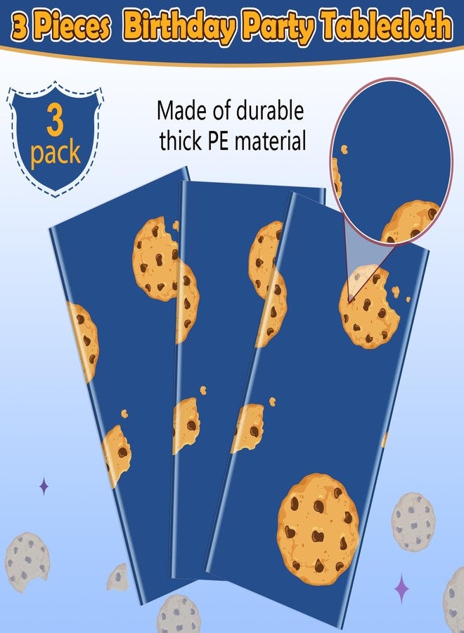 KEASKELL 3Pcs Cookie Monster Birthday Party Tablecloth Decorations,Blue Plastic Table Cover Disposable Rectangle Table Cloth for Baby Shower Kids Boy Birthday Party Supplies,54x108 Inch - Image 4