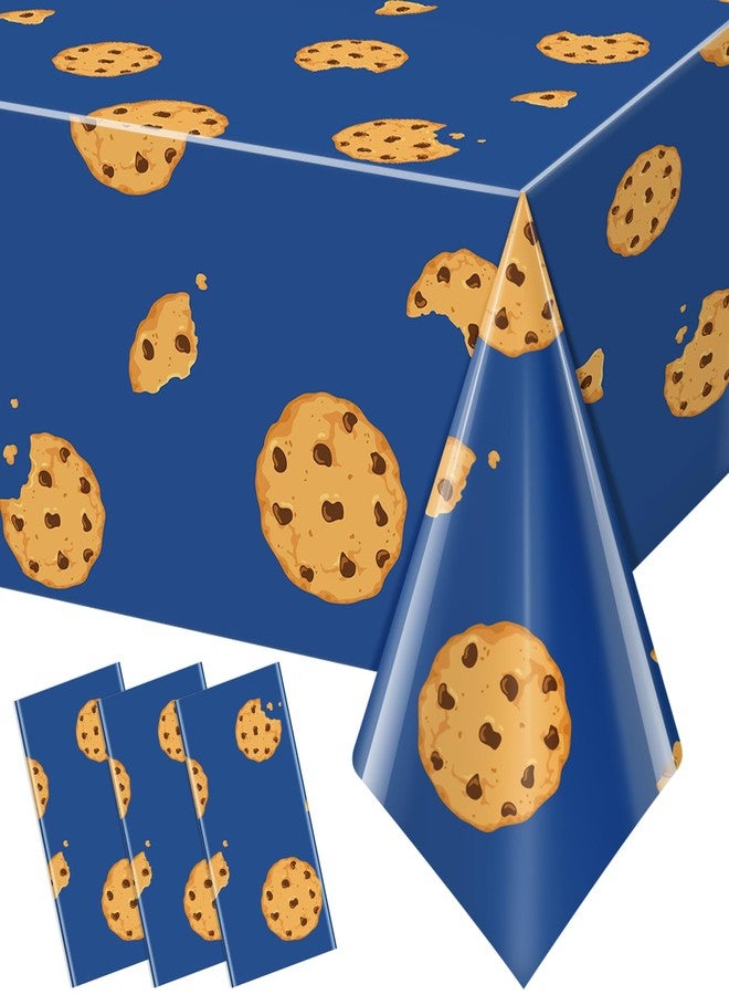 KEASKELL 3Pcs Cookie Monster Birthday Party Tablecloth Decorations,Blue Plastic Table Cover Disposable Rectangle Table Cloth for Baby Shower Kids Boy Birthday Party Supplies,54x108 Inch - Image 1