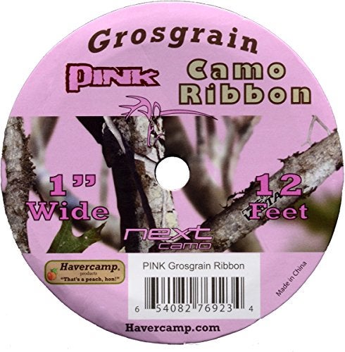 Havercamp Pink Camo Grosgrain Ribbon (1" x 12 ft., fabric ribbon) Pink Camo by Havercamp - Image 3