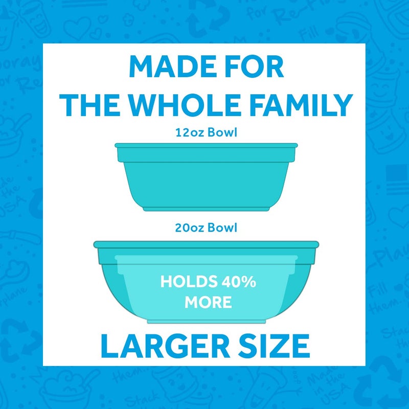 Re-Play Made in USA 20 Oz. Reusable Plastic Bowls  Set of 6 - Dishwasher and Microwave Safe Bowls for Snacks  Cereals  and Everyday Dining - Toddler Bowl Set 5.75"" x 5.75"" x 2.23""  Meadow - Image 2