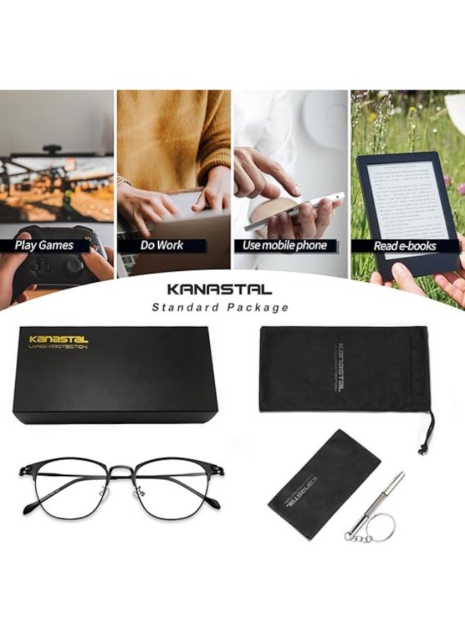 KANASTAL Fashion Blue Light Blocking Glasses for Women and Men, Metal Filter Blue-light Eyewear Ultra Light TV PC Computer Gaming Glass - Image 3